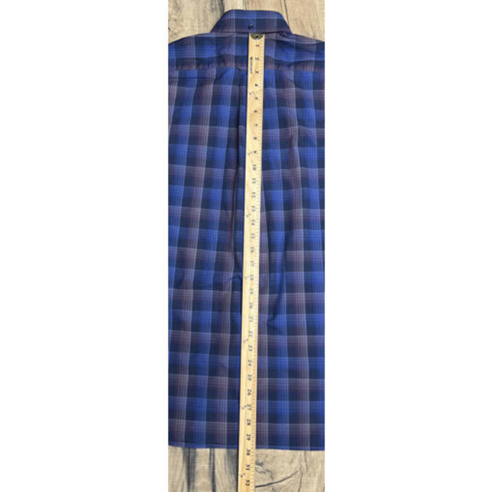 FACONNABLE Club Button-Down Shirt M Blue Plaid Cotton Long Sleeve Preppy. - Picture 8 of 11
